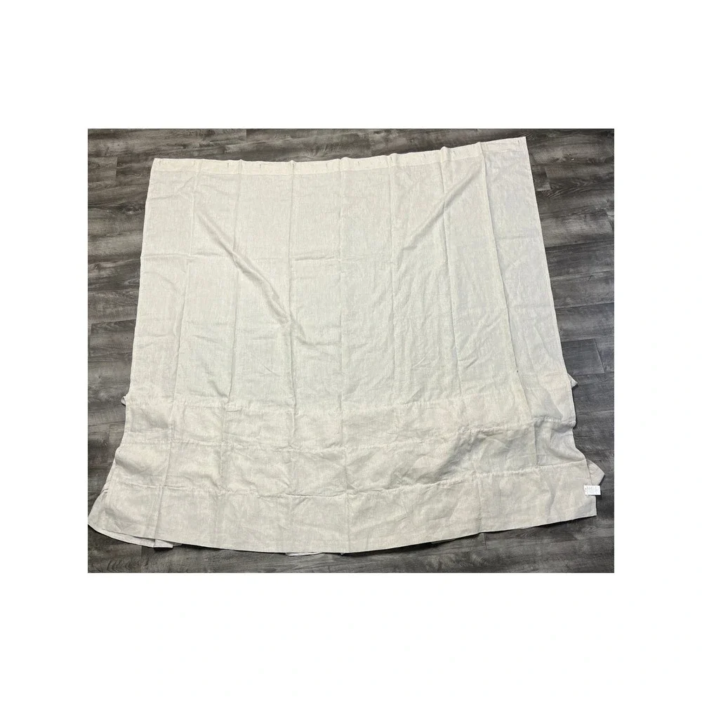 Pottery Barn Shower Curtain 72x72 Linen Ruffle Oatmeal Beige Farmhouse Boho